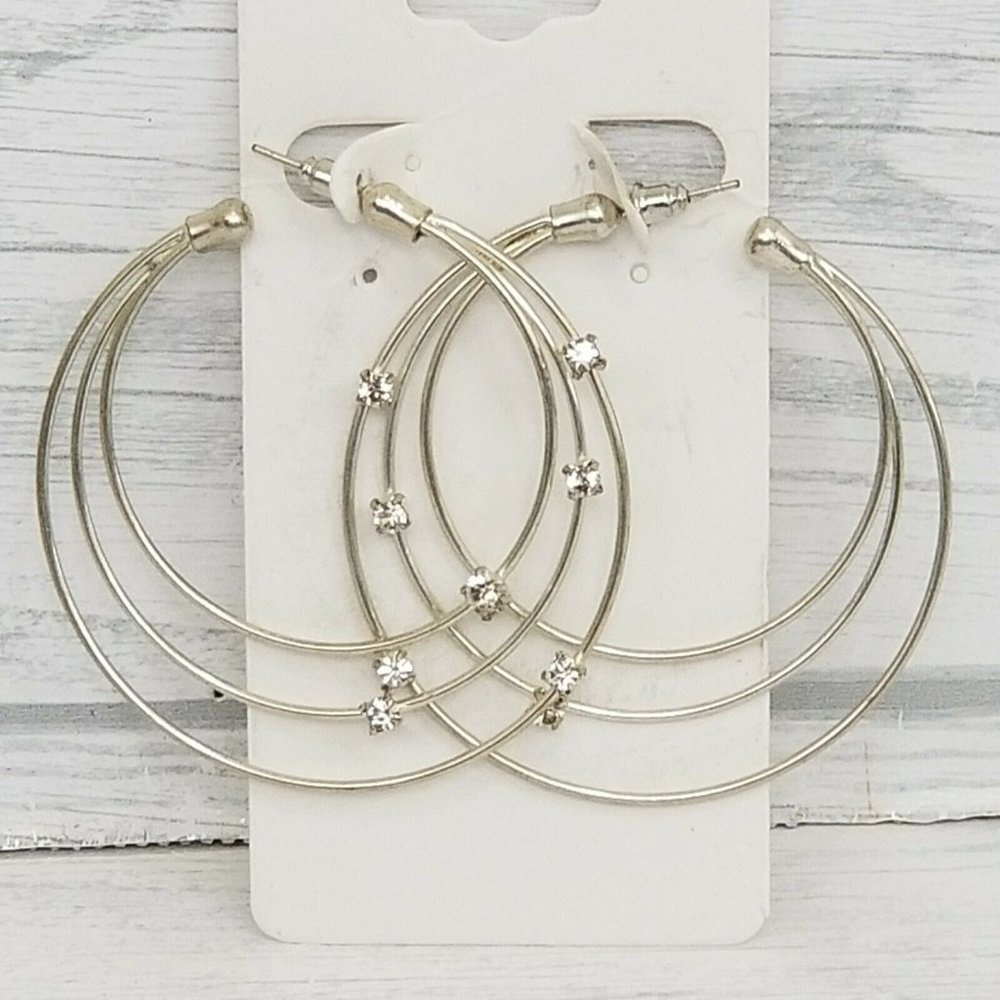 Multi Circle Hoop Rhinestone Drop Earrings O13